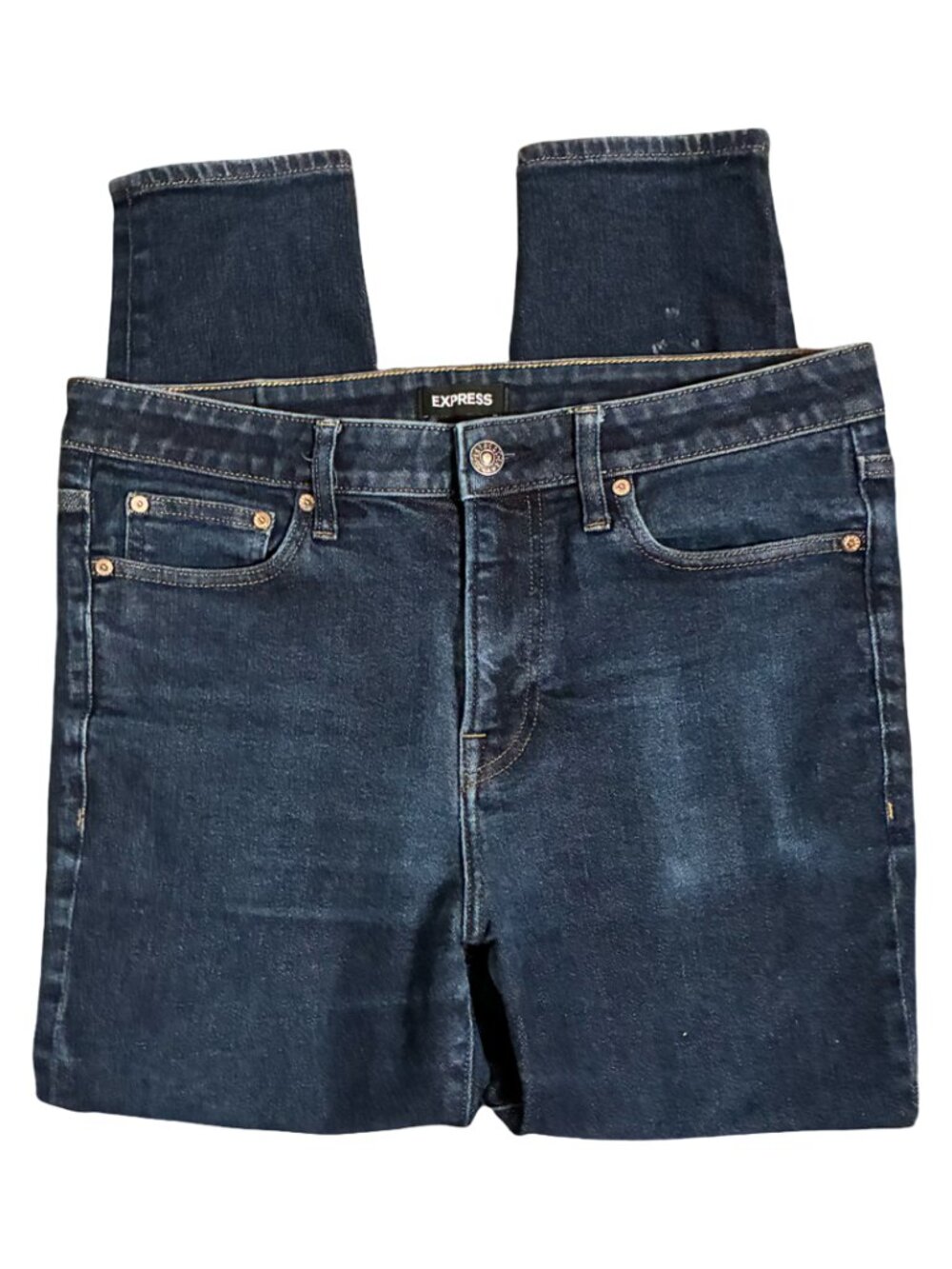 34x26*Express*Dark Wash Cropped Athletic Skinny Jeans (Tagged 33x30) - Picture 2 of 4